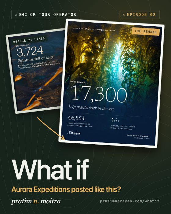 What if Aurora Expeditions posted like this? The episode cover, with the brand's own post and the remake.