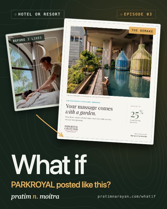 What if PARKROYAL posted like this? The episode cover, with the brand's own post and the remake.